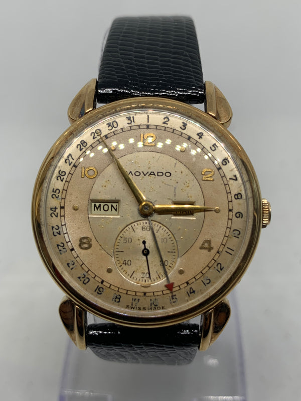 Movado Vintage Triple-Calendar in 14kt Solid Yellow Gold from 50s Fancy Lugs/Case Excellent