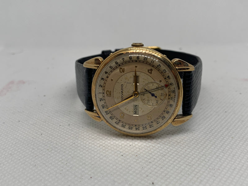 Movado Vintage Triple-Calendar in 14kt Solid Yellow Gold from 50s Fancy Lugs/Case Excellent