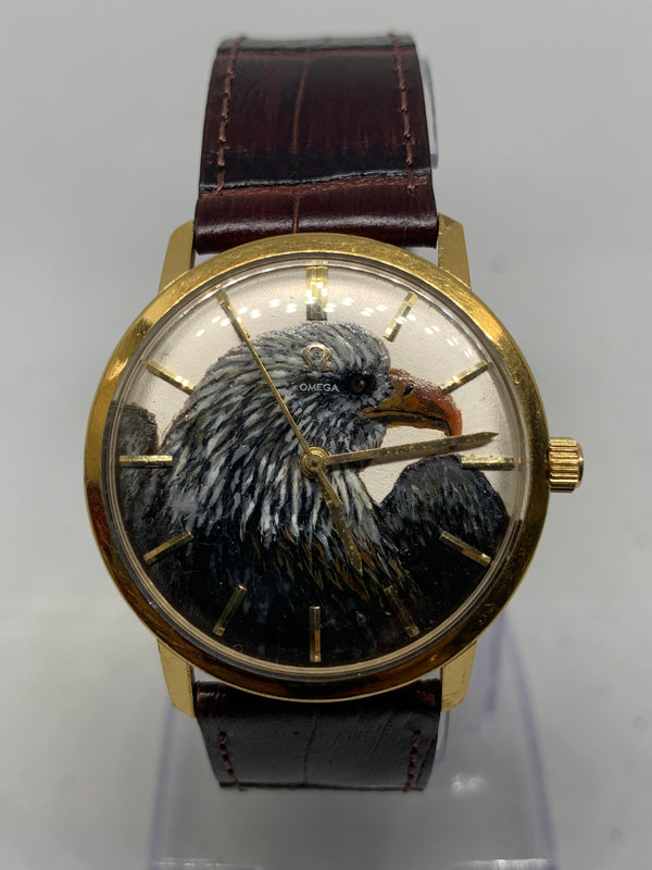 Omega Solid Gold Cloisonné Enamel Dial Eagle.