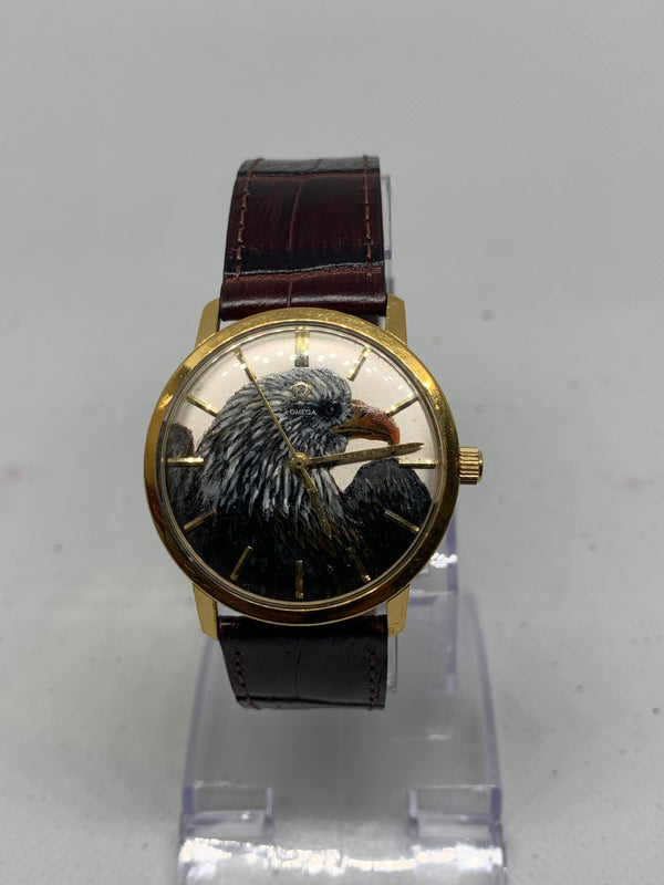 Omega Solid Gold Cloisonné Enamel Dial Eagle.