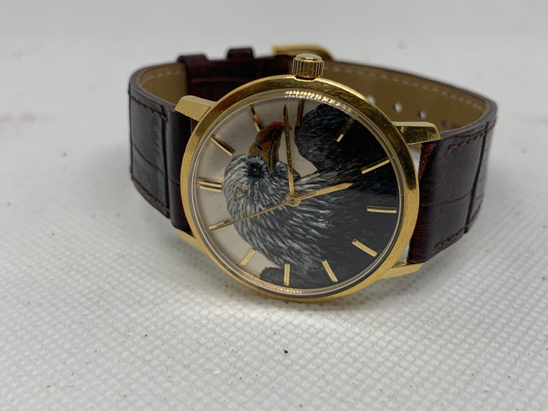 Omega Solid Gold Cloisonné Enamel Dial Eagle.