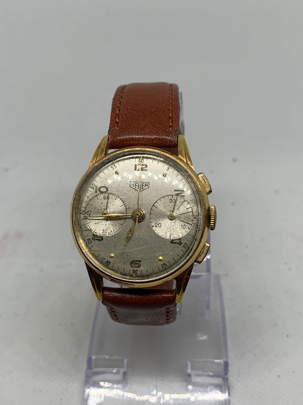 Heuer Vintage 1940's Chronograph Solid 18k Yellow Gold 36mm