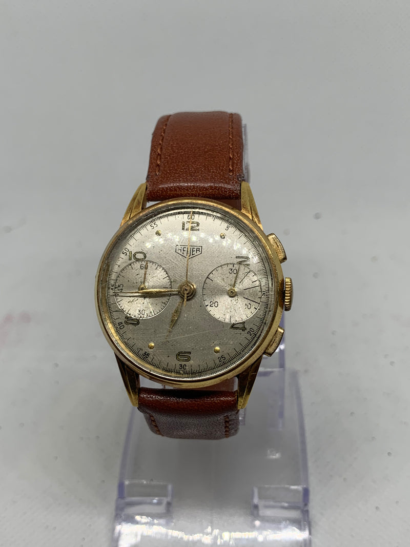 Heuer Vintage 1940's Chronograph Solid 18k Yellow Gold 36mm