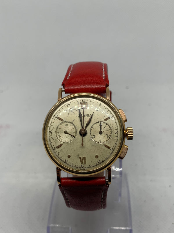 Lemania chronograph 18k solid gold vintage 50s.