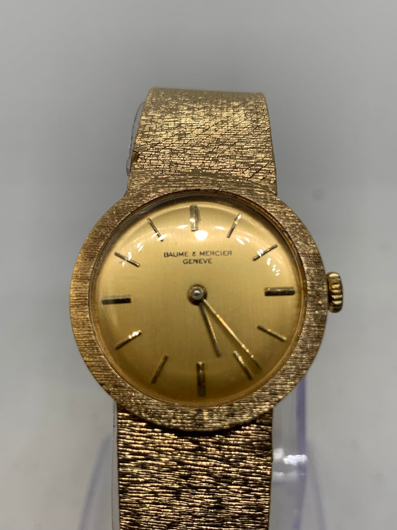 Baume & Mercier 14K Solid Gold Watch with Integrated bracelet unpolished