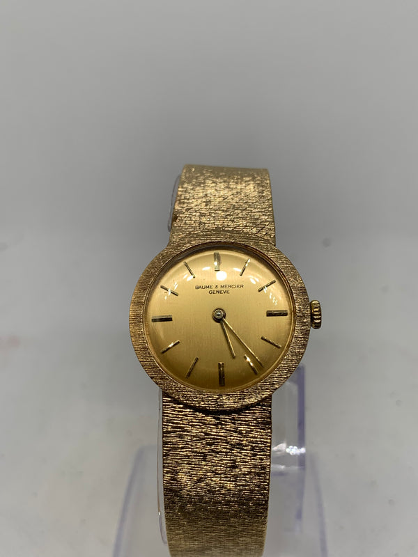 Baume & Mercier 14K Solid Gold Watch with Integrated bracelet unpolished