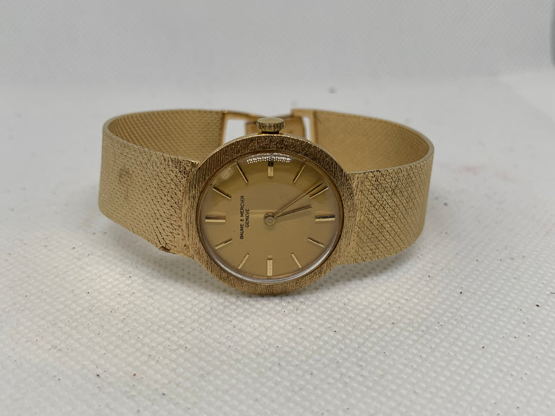Baume & Mercier 14K Solid Gold Watch with Integrated bracelet unpolished
