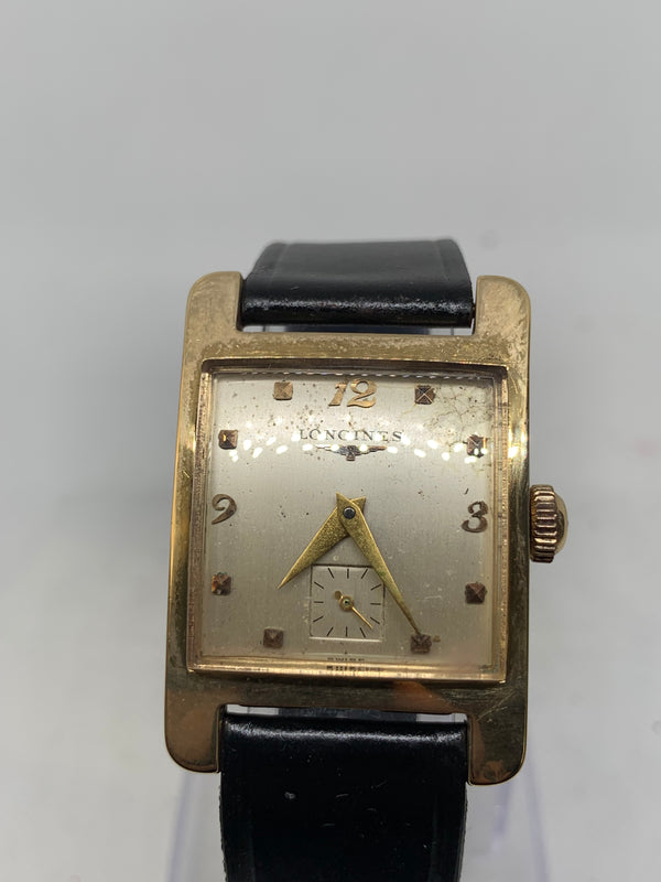 Longines Art Deco from 1950s 14K Solid Gold Large Tank Watch
