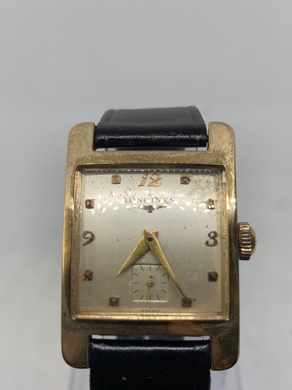Longines Art Deco from 1950s 14K Solid Gold Large Tank Watch