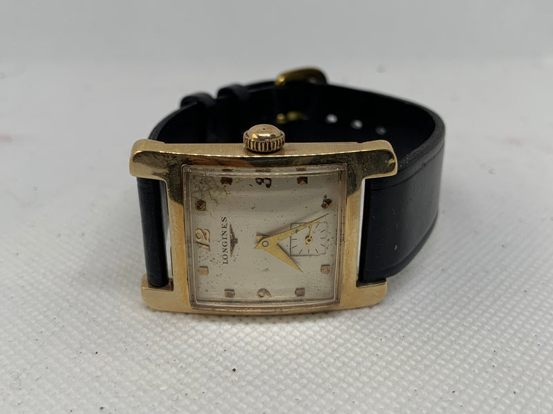 Longines Art Deco from 1950s 14K Solid Gold Large Tank Watch