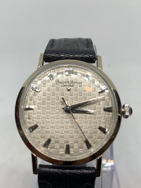 Baume & Mercier 14K Solid White Gold Guilloche Dress Watch