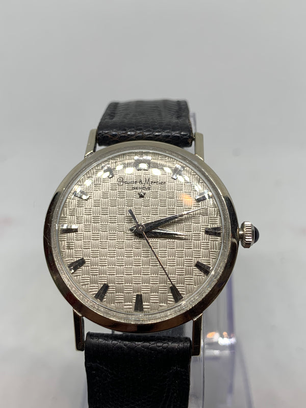 Baume & Mercier 14K Solid White Gold Guilloche Dress Watch