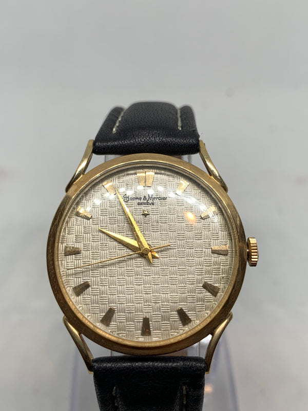 Baume & Mercier 14K Solid Yellow Gold Guilloche Dress Watch