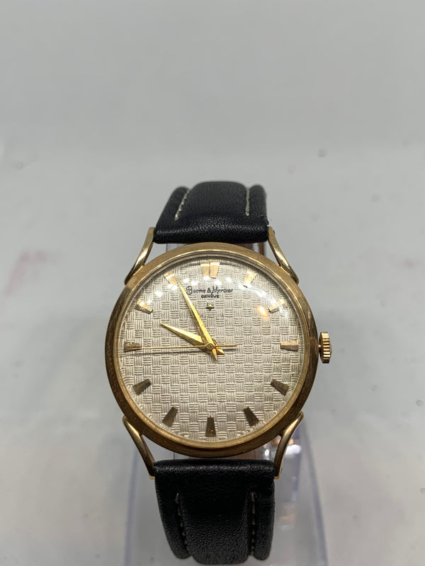 Baume & Mercier 14K Solid Yellow Gold Guilloche Dress Watch