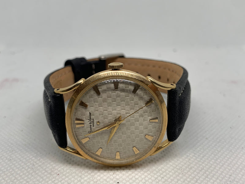 Baume & Mercier 14K Solid Yellow Gold Guilloche Dress Watch