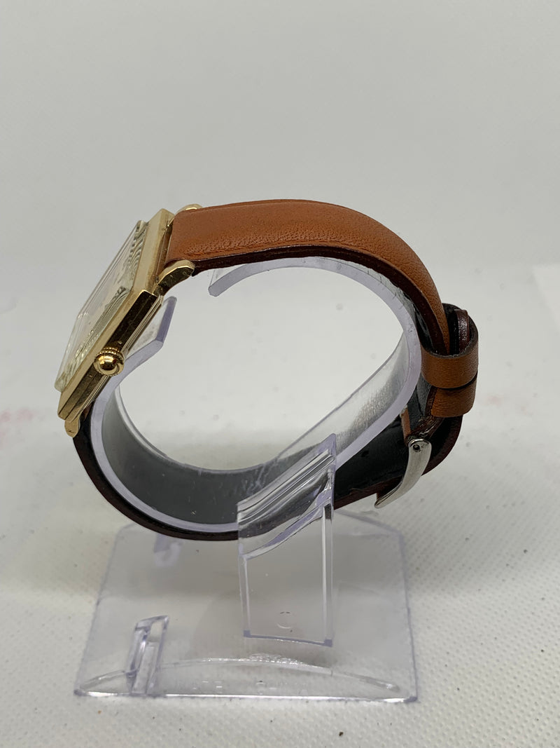 Omega Large Tank Solid 14K Gold Watch