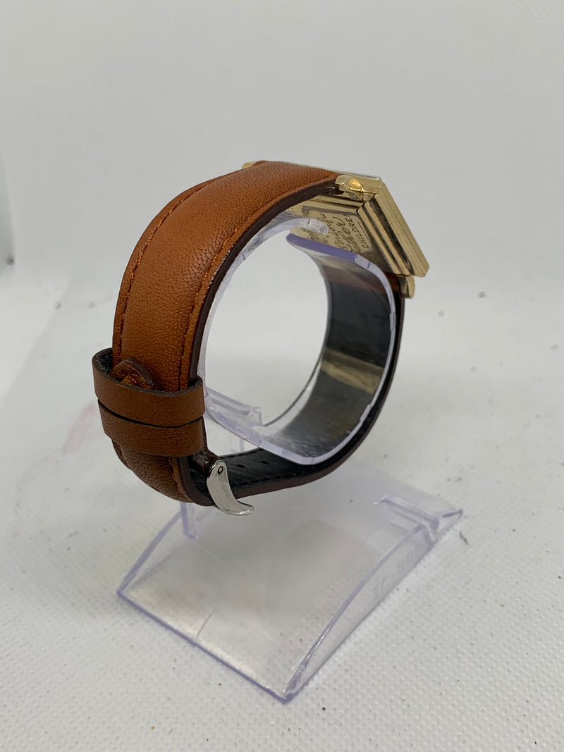 Omega Large Tank Solid 14K Gold Watch