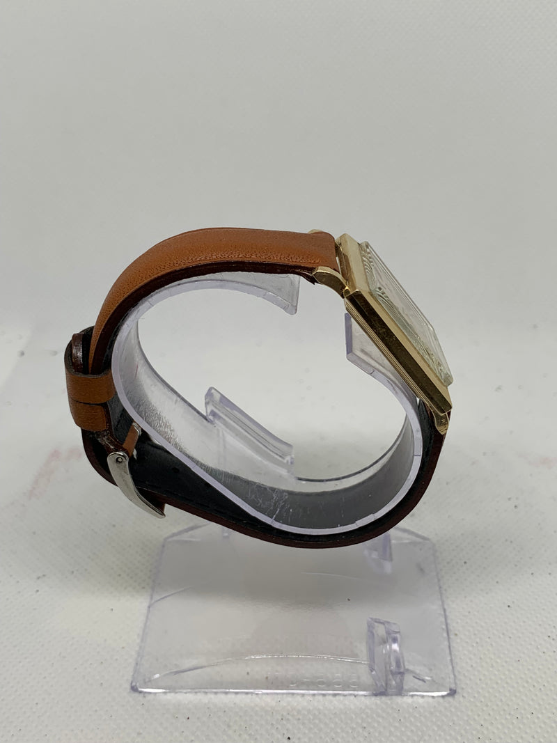 Omega Large Tank Solid 14K Gold Watch