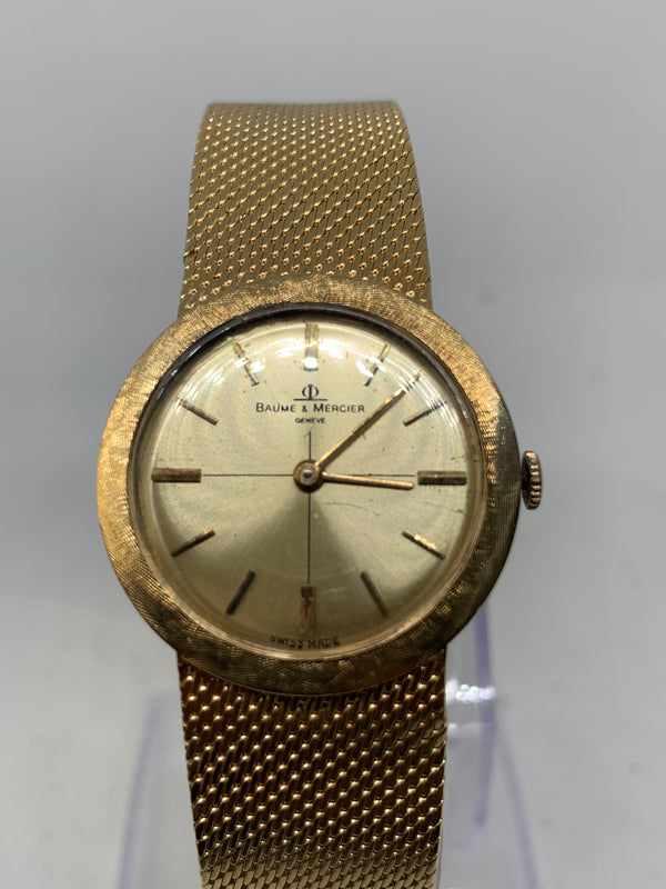 Baume & Mercier 14K Solid Gold Watch with Integrated bracelet unpolished