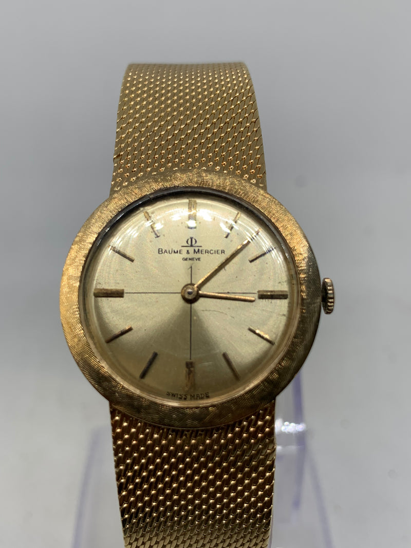 Baume & Mercier 14K Solid Gold Watch with Integrated bracelet unpolished