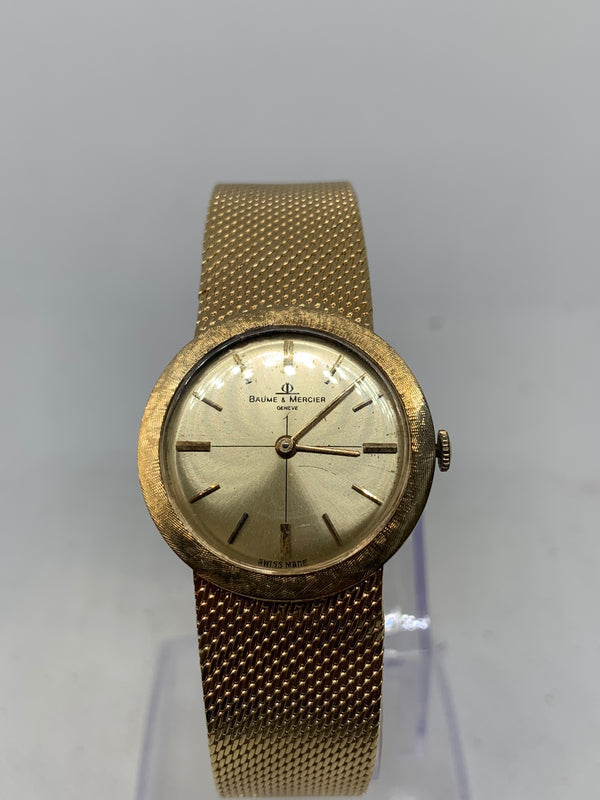 Baume & Mercier 14K Solid Gold Watch with Integrated bracelet unpolished
