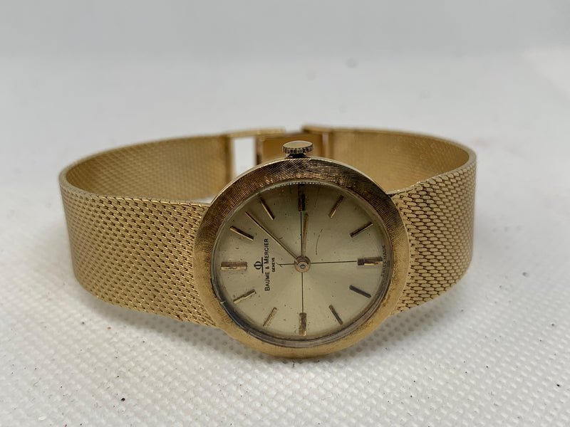 Baume & Mercier 14K Solid Gold Watch with Integrated bracelet unpolished