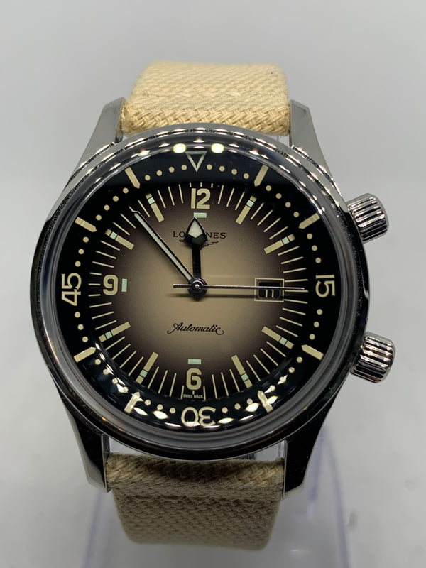 Longines Legend Diver Automatic Beige Dial & Fabric Strap 42 mm Men's Watch L3.774.4.30.2 Full set