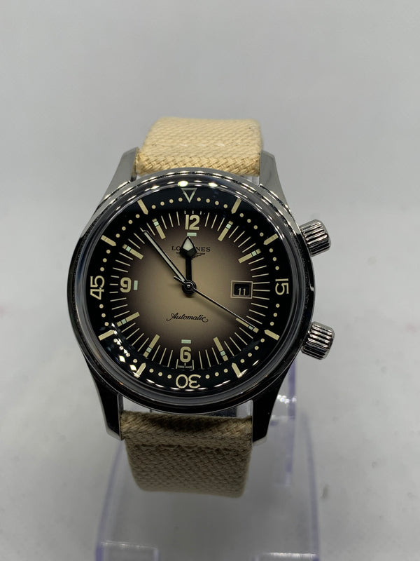 Longines Legend Diver Automatic Beige Dial & Fabric Strap 42 mm Men's Watch L3.774.4.30.2 Full set