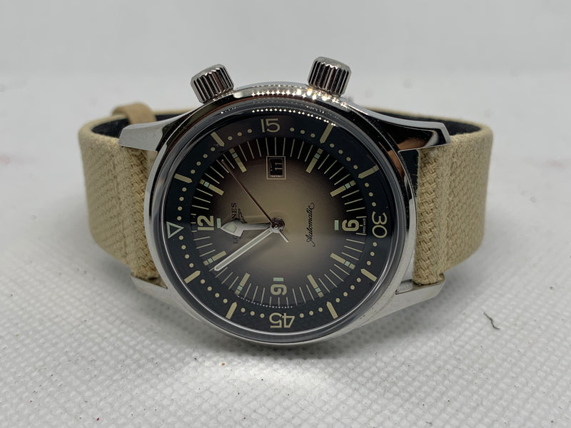 Longines Legend Diver Automatic Beige Dial & Fabric Strap 42 mm Men's Watch L3.774.4.30.2 Full set