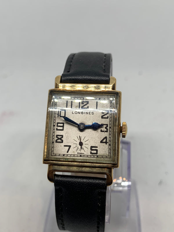 Longines Art Deco from 1950s 14K Solid Gold Tank Watch