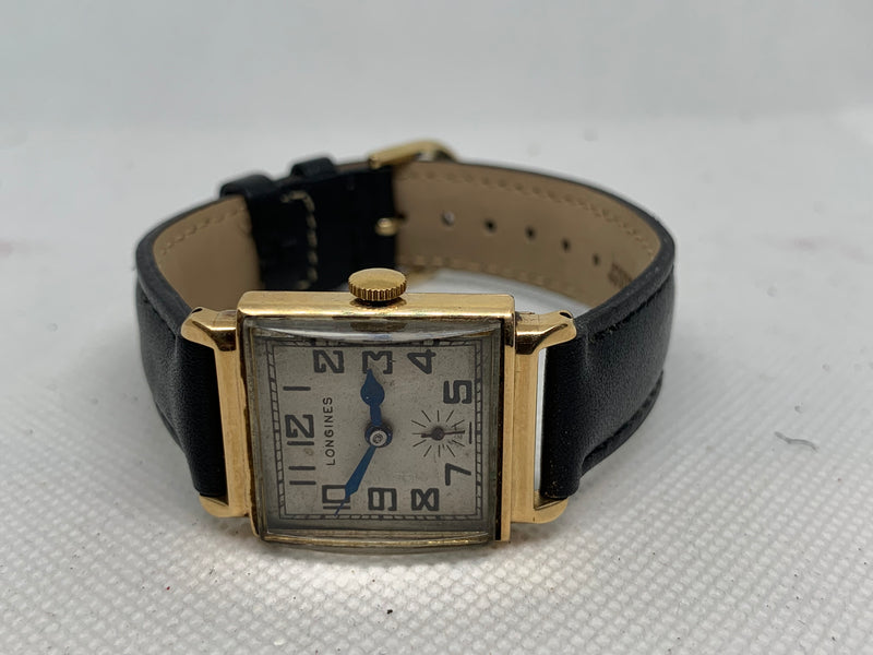 Longines Art Deco from 1950s 14K Solid Gold Tank Watch