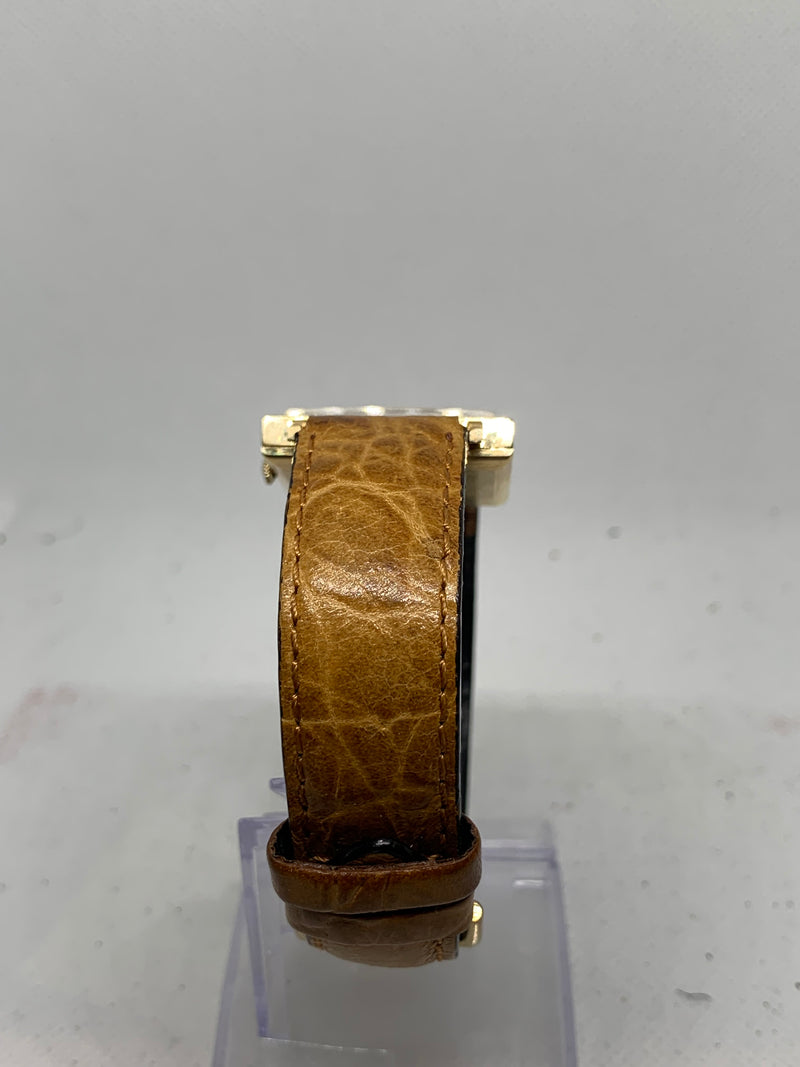 Longines Art Deco from 1950s 14K Solid Gold Tank Fancy Guilloche Case Watch