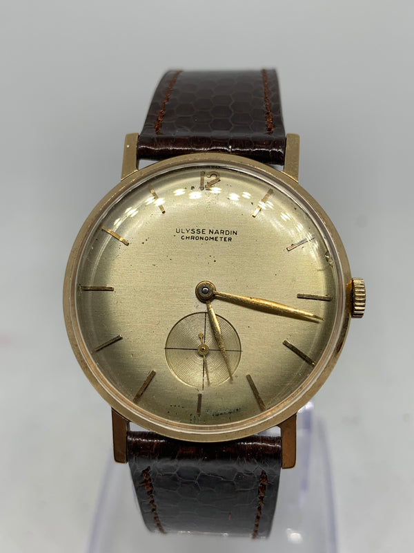 Ulysse Nardin 1950s Vintage Men's Dress Watch Chronometer 14K Solid Gold
