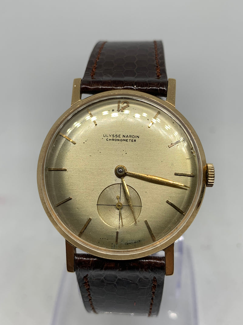 Ulysse Nardin 1950s Vintage Men's Dress Watch Chronometer 14K Solid Gold