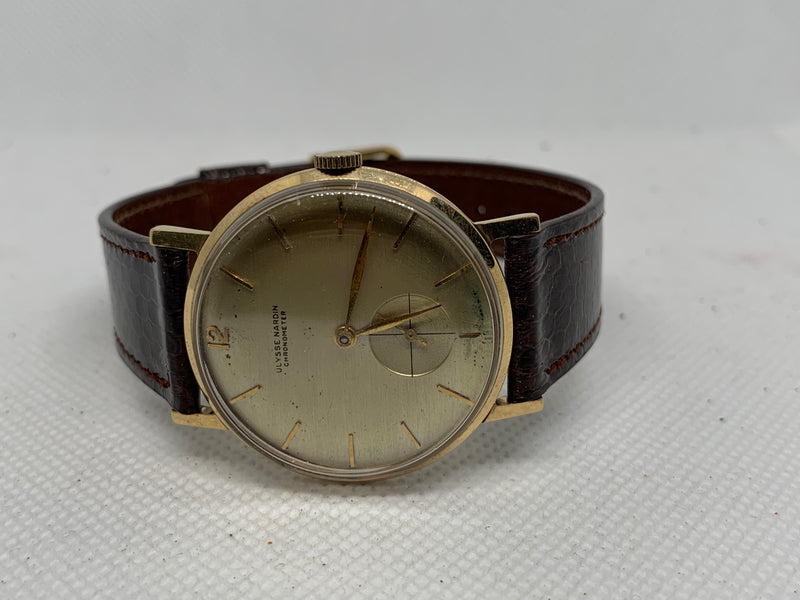 Ulysse Nardin 1950s Vintage Men's Dress Watch Chronometer 14K Solid Gold