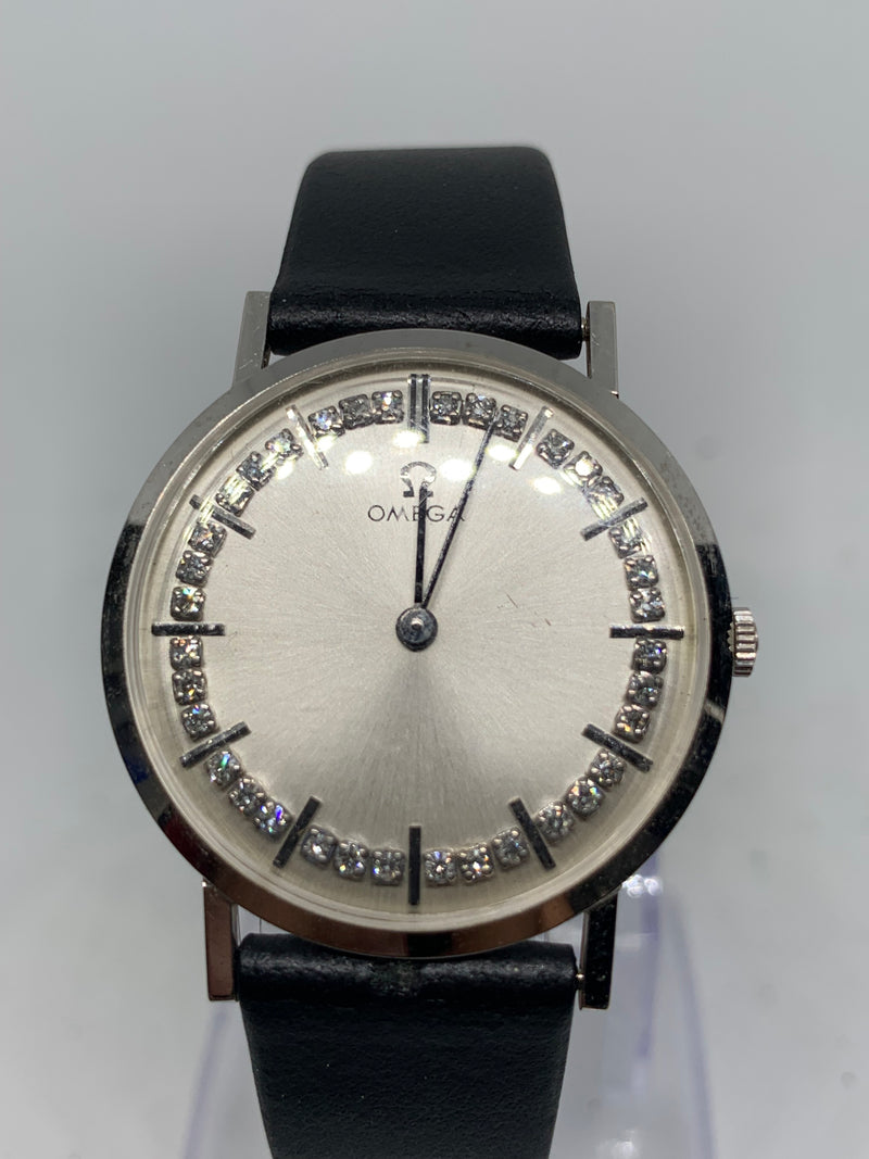 Omega Classic Rare Solid 14K White Gold And Diamond Calibre 620 Vintage Watch
