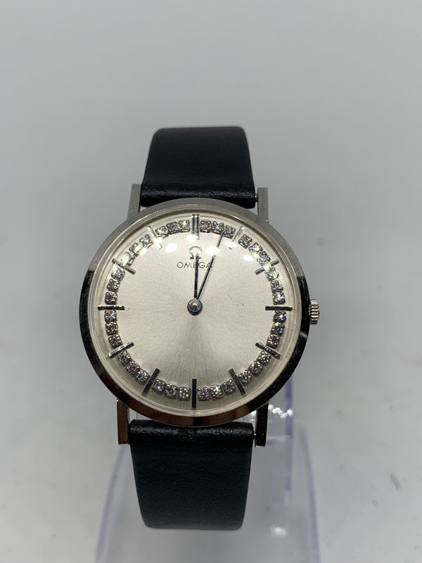 Omega Classic Rare Solid 14K White Gold And Diamond Calibre 620 Vintage Watch
