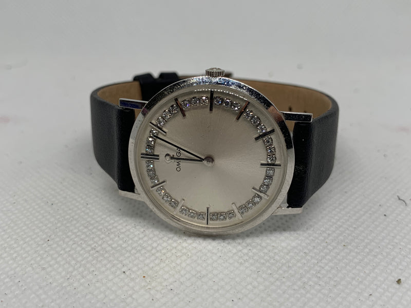 Omega Classic Rare Solid 14K White Gold And Diamond Calibre 620 Vintage Watch