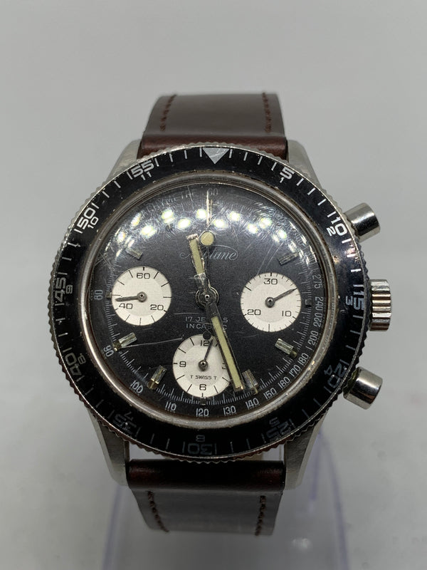 Baylor Neptune Vintage swiss chronograph manual wind watch Cal Landeron 349 Panda