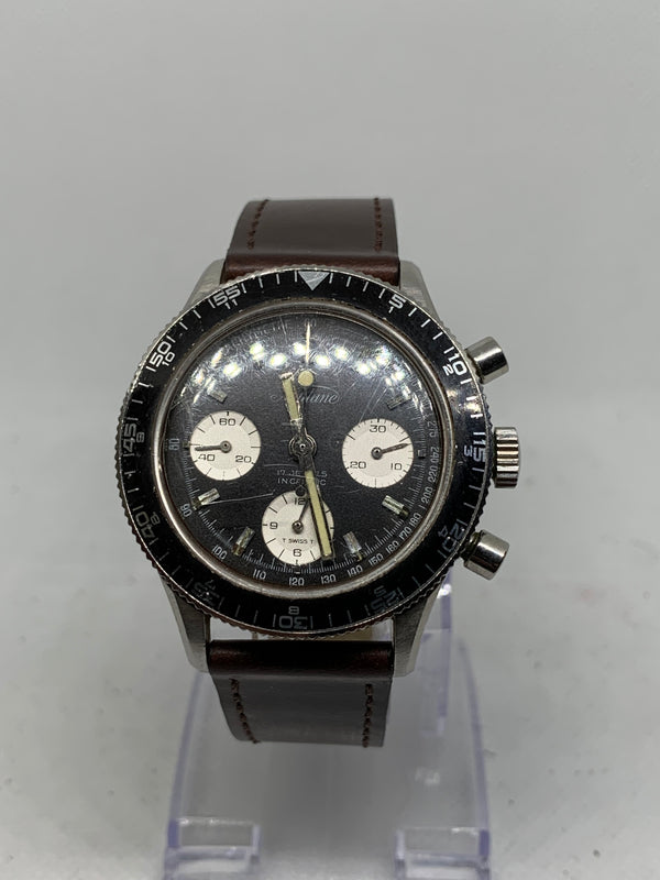 Baylor Neptune Vintage swiss chronograph manual wind watch Cal Landeron 349 Panda