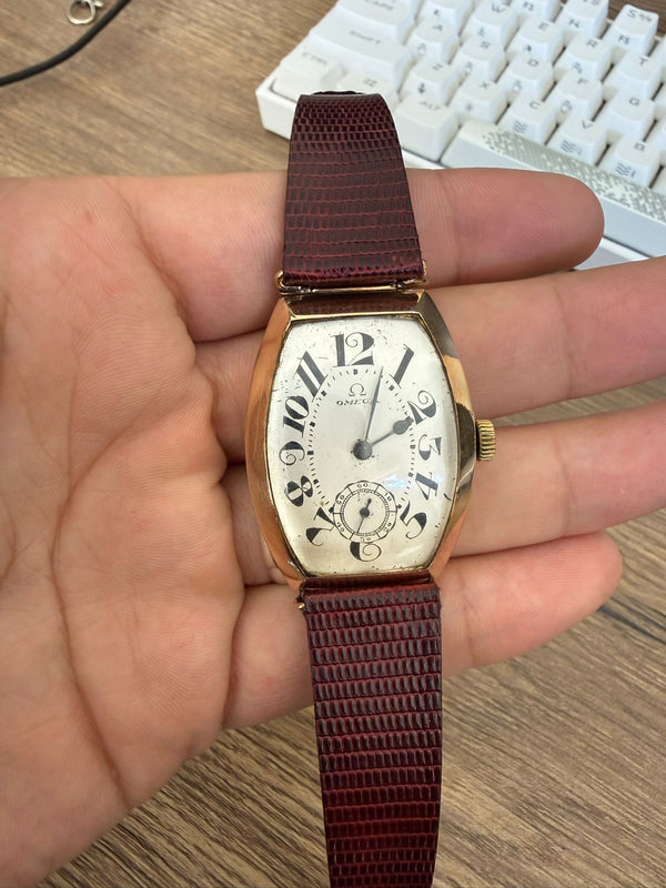 Omega Classic Vintage Tonneau 14K Solid Rose Gold Watch