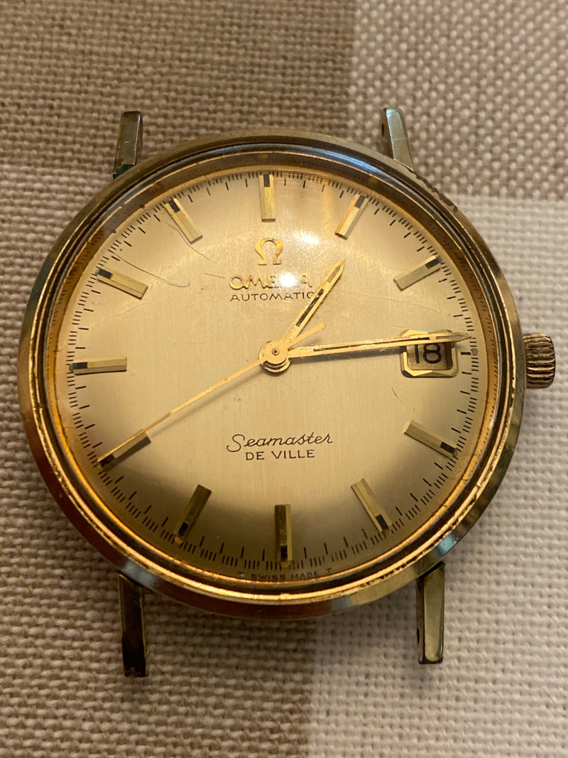 omega deville seamaster automatic 14k solid gold watch w/box vintage