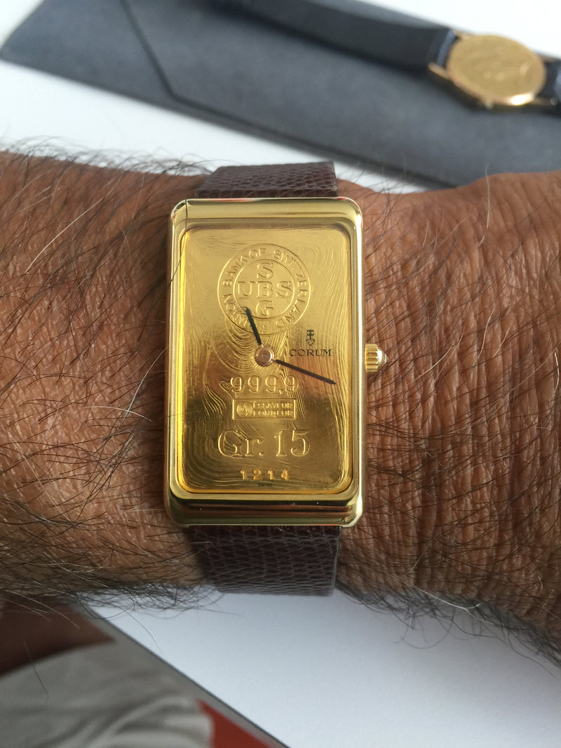 corum 24k/18k solid yellow gold 15 gram ingot 999.9 mechanical men's watch