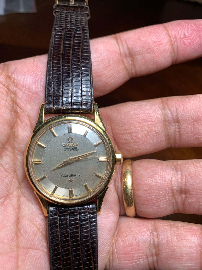omega constellation 18k solid gold pie pan chronometer automatic serviced box