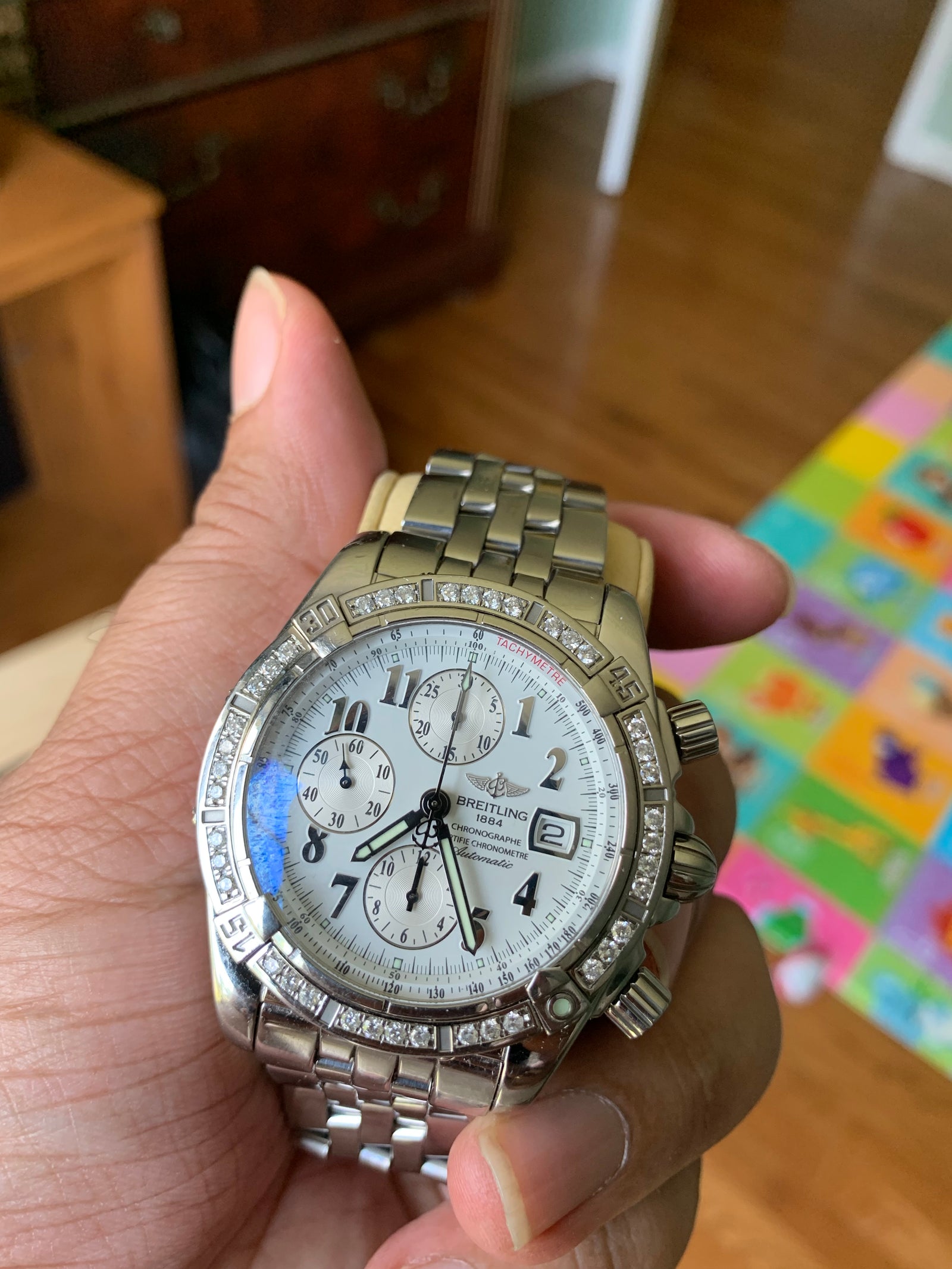 Breitling chronomat evolution diamond bezel sale