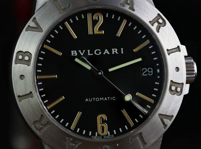 bulgari bvlgari - diagono - lc w 35 g - men - 18k solid white gold watch