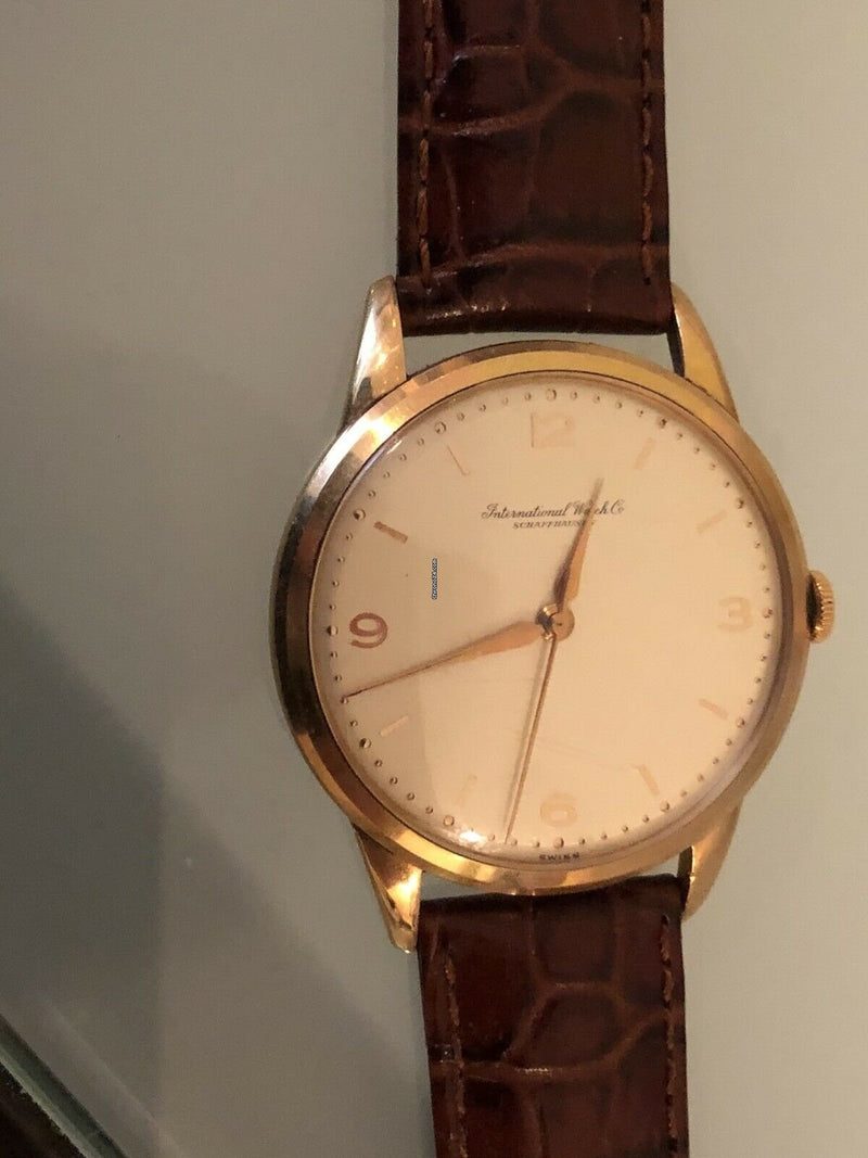 iwc men's 18k solid gold cal.89 manual hand-wind dress watch, c.1950s with box