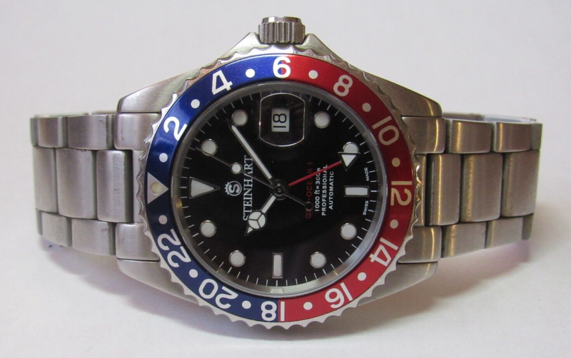 Steinhart Ocean 1 One GMT BLUE-RED.2 42mm Automatic Men Diver Watch Pepsi 103-0857