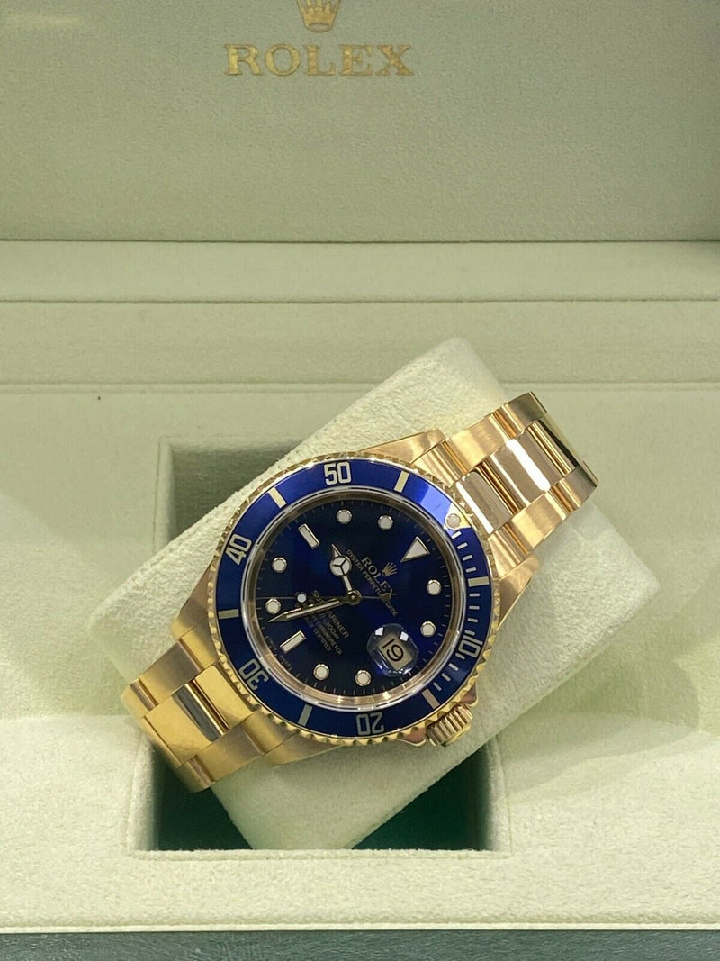 rolex submariner 16618 blue dial 18k solid yellow gold 40mm