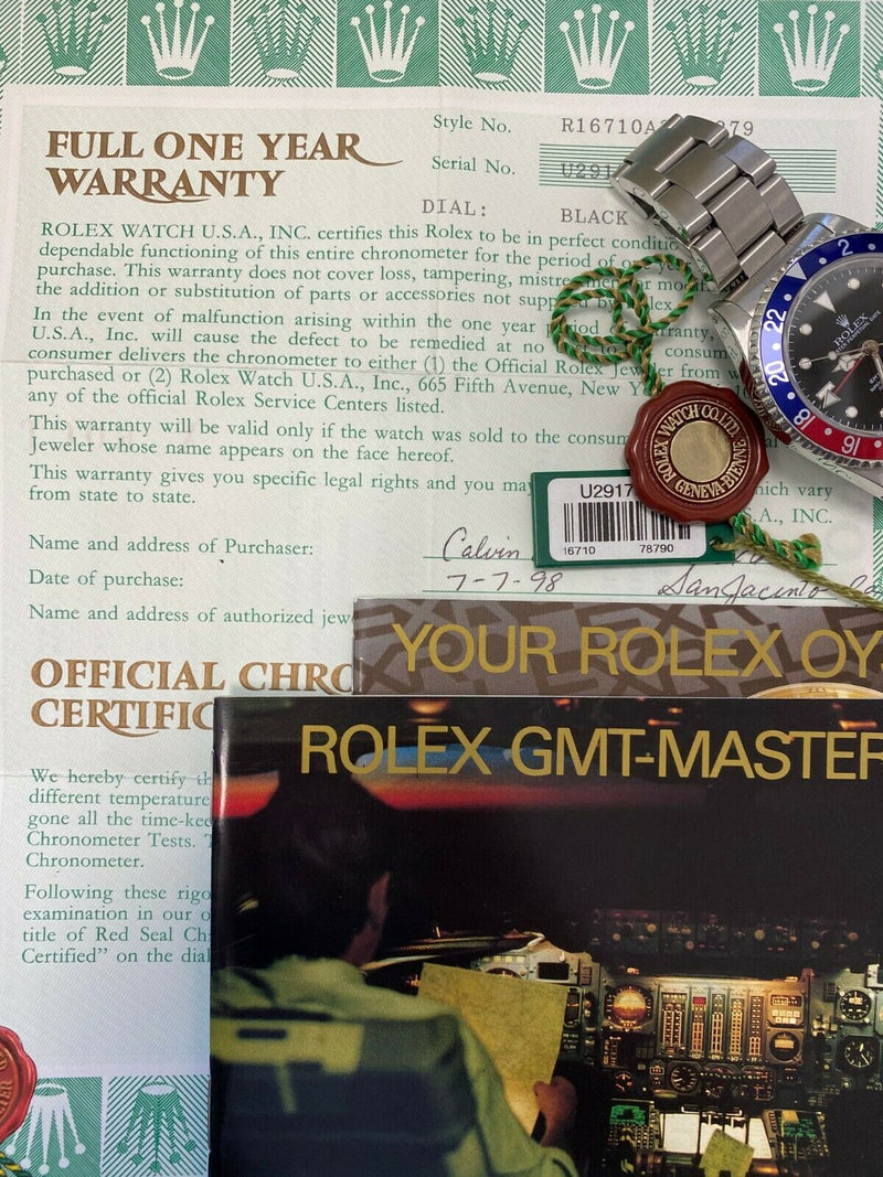 rolex gmt-master ii blue/red 16710 pepsi